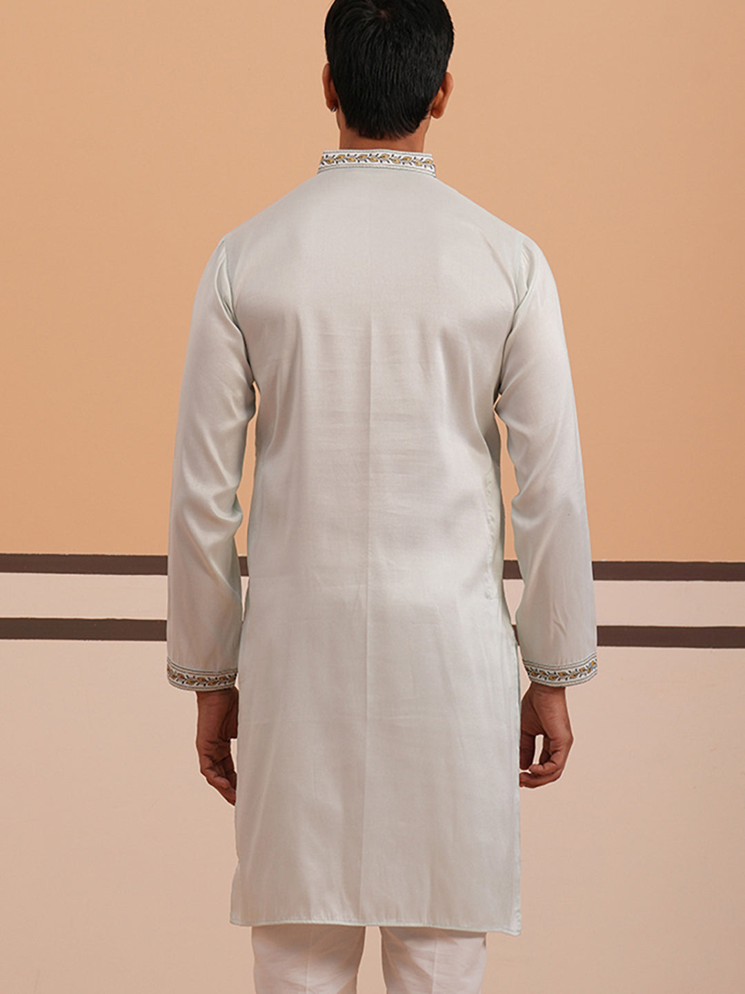 Traditional Embroidered Silk Blend Kurta (65KO 5361 Blue ) [FF] [P-5]