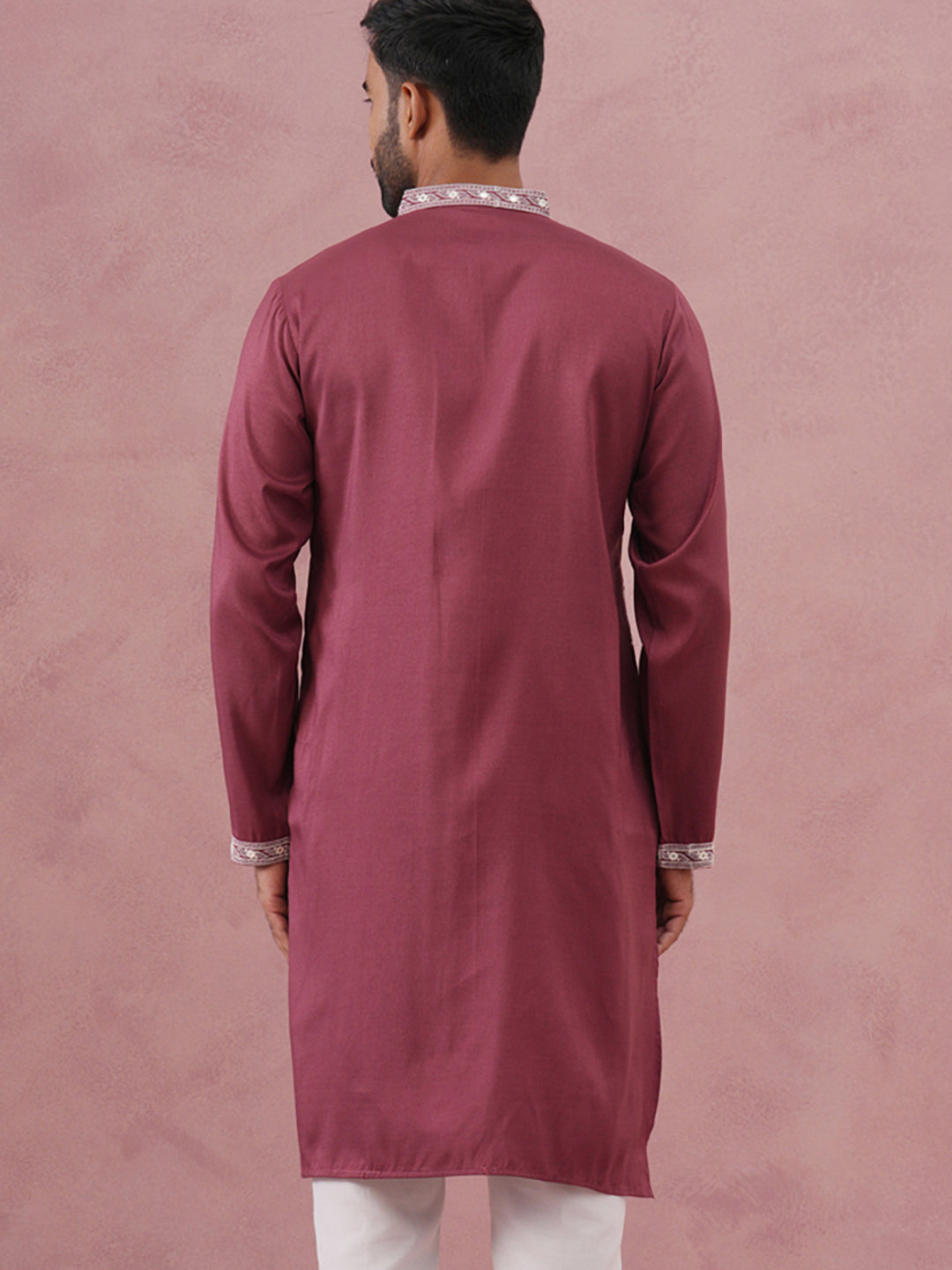 Festive Silk Blend Kurta with Sequins Work ( 65KO 5363 Maroon ) [FF] [A-1-4]