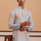 Abstract Printed & Embroidered Kurta (65KO 5364 Blue ) [FF] [Q-8]