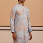 Abstract Printed & Embroidered Kurta (65KO 5364 Blue ) [FF] [Q-8]