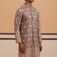 Embroidered Cotton-Blend Kurta with Paisley Design (65KO 5365 Grey ) [FF] [Q-12-15]