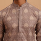 Embroidered Cotton-Blend Kurta with Paisley Design (65KO 5365 Grey ) [FF] [Q-12-15]