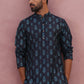 Silk-Blend Foil Printed Festive Kurta ( 65KO 5366 Navy ) [FF] [A-1-4]