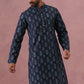 Silk-Blend Foil Printed Festive Kurta ( 65KO 5366 Navy ) [FF] [A-1-4]