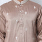 Traditional Silk-Blend Kurta with Embroidery (65KO 5371 Brown ) [FF] [A-1-4]
