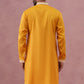 Traditional Silk-Blend Kurta with Embroidery ( 65KO 5371 Mustard ) [FF] [A-1-4]