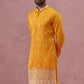 Traditional Silk-Blend Kurta with Embroidery ( 65KO 5371 Mustard ) [FF] [A-1-4]