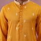 Traditional Silk-Blend Kurta with Embroidery ( 65KO 5371 Mustard ) [FF] [A-1-4]
