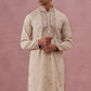 Silk Blend Embroidered Kurta for Men ( 65KO 5373 Cream ) [FF] [P-5]