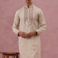 Silk Blend Embroidered Kurta for Men ( 65KO 5373 Cream ) [FF] [P-5]