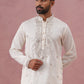 Silk Blend Embroidered Kurta for Men ( 65KO 5373 Off-White ) [FF] [P-5]