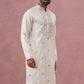 Silk Blend Embroidered Kurta for Men ( 65KO 5373 Off-White ) [FF] [P-5]