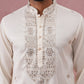 Silk Blend Embroidered Kurta for Men ( 65KO 5373 Off-White ) [FF] [P-5]