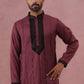 Wine Silk Blend Kurta with Black Geometric Embroidery ( 65KO 5380 Maroon ) [FF] [P-5]