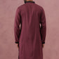 Wine Silk Blend Kurta with Black Geometric Embroidery ( 65KO 5380 Maroon ) [FF] [P-5]