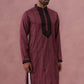 Wine Silk Blend Kurta with Black Geometric Embroidery ( 65KO 5380 Maroon ) [FF] [P-5]