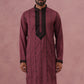 Wine Silk Blend Kurta with Black Geometric Embroidery ( 65KO 5380 Maroon ) [FF] [P-5]