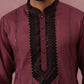 Wine Silk Blend Kurta with Black Geometric Embroidery ( 65KO 5380 Maroon ) [FF] [P-5]