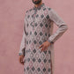 Grey Silk Blend Geometric Embroidered Kurta (65KO 5381 Grey ) [FF] [B-1-2]