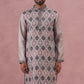 Grey Silk Blend Geometric Embroidered Kurta (65KO 5381 Grey ) [FF] [B-1-2]