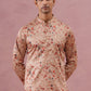 Floral Foil Printed Silk Blend Kurta ( 65KO 5382 Golden ) [FF] [A-1-4]