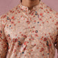 Floral Foil Printed Silk Blend Kurta ( 65KO 5382 Golden ) [FF] [A-1-4]
