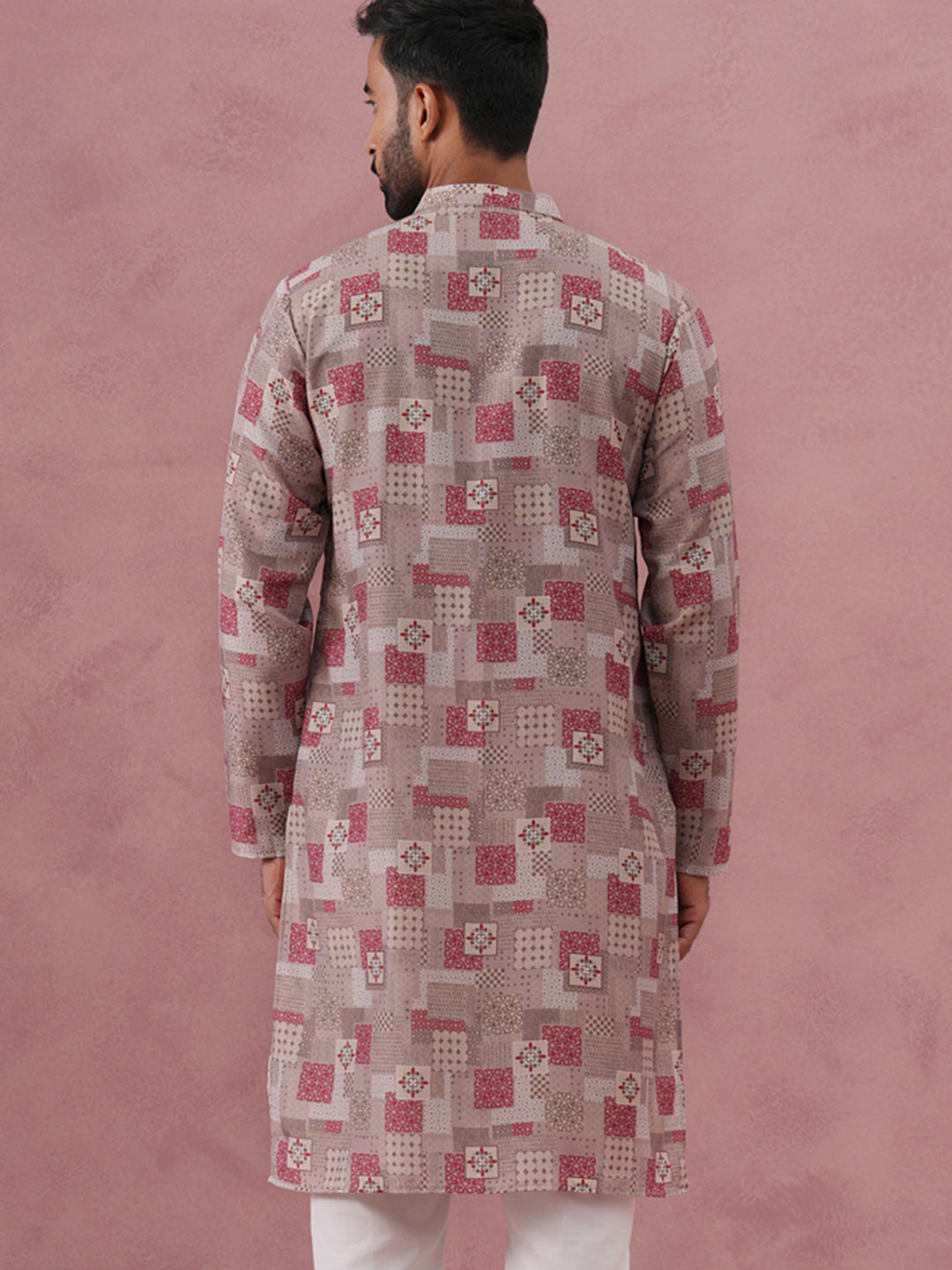 Abstract Printed Cotton Blend Kurta (65KO 5384 Brown ) [FF] [A-1-4]