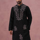 Black Silk Blend Embroidered Kurta (65KO 5386 Black ) [FF] [A-1-4]