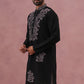 Black Silk Blend Embroidered Kurta (65KO 5386 Black ) [FF] [A-1-4]
