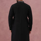 Black Silk Blend Embroidered Kurta (65KO 5386 Black ) [FF] [A-1-4]