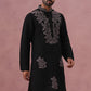 Black Silk Blend Embroidered Kurta (65KO 5386 Black ) [FF] [A-1-4]