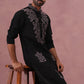 Black Silk Blend Embroidered Kurta (65KO 5386 Black ) [FF] [A-1-4]