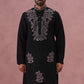 Black Silk Blend Embroidered Kurta (65KO 5386 Black ) [FF] [A-1-4]