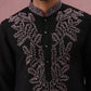 Black Silk Blend Embroidered Kurta (65KO 5386 Black ) [FF] [A-1-4]