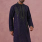 Navy Blue Silk Blend Embroidered Kurta ( 65KO 5387 Navy ) [FF] [J-1]