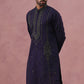 Navy Blue Silk Blend Embroidered Kurta ( 65KO 5387 Navy ) [FF] [J-1]