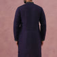 Navy Blue Silk Blend Embroidered Kurta ( 65KO 5387 Navy ) [FF] [J-1]