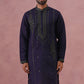 Navy Blue Silk Blend Embroidered Kurta ( 65KO 5387 Navy ) [FF] [J-1]