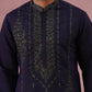 Navy Blue Silk Blend Embroidered Kurta ( 65KO 5387 Navy ) [FF] [J-1]