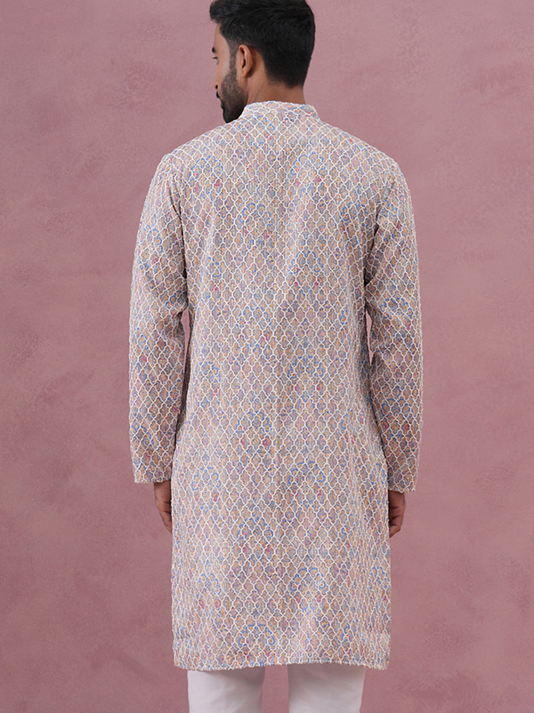 Traditional Cotton Blend Embroidered Kurta (65KO 5389 Multi ) [FF] [A-1-4]