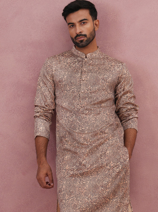 Men’s Thread Work & Printed Kurta (65KO 5390 Beige ) [FF] [A-1-4]