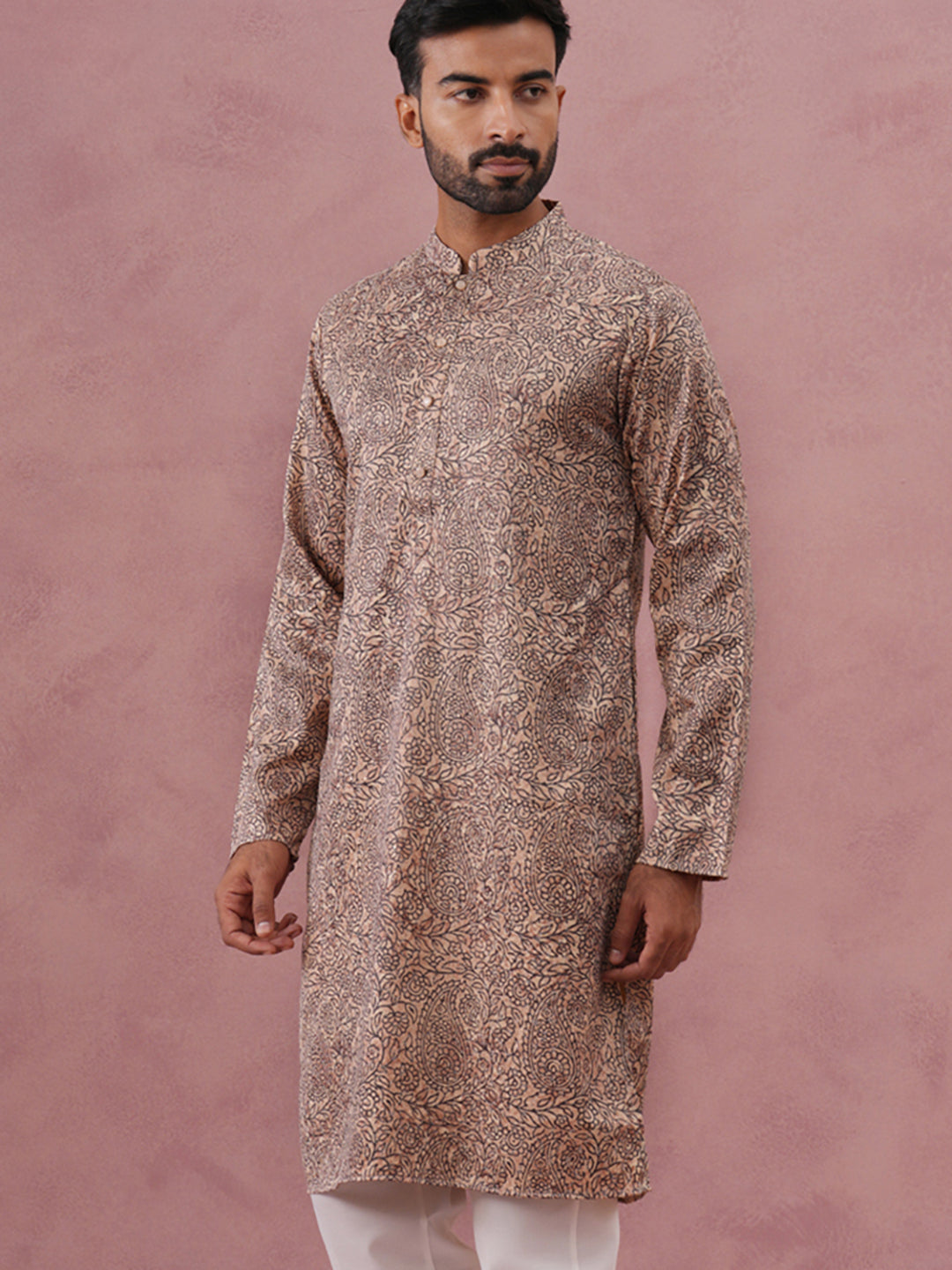 Men’s Thread Work & Printed Kurta (65KO 5390 Beige ) [FF] [A-1-4]