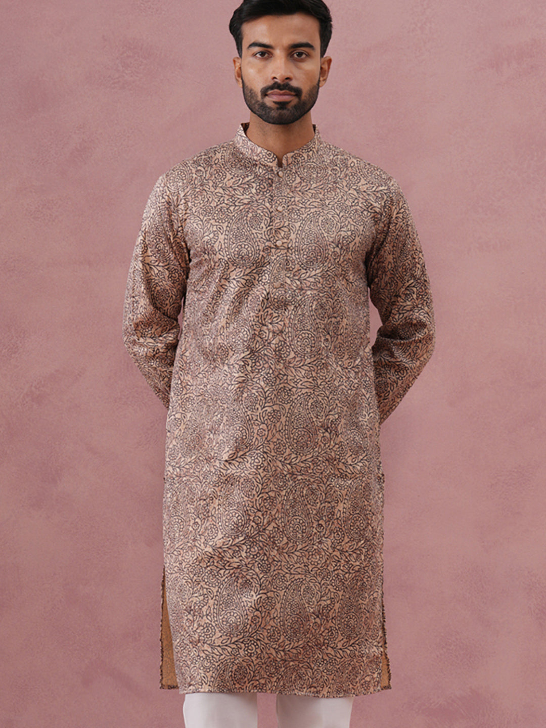 Men’s Thread Work & Printed Kurta (65KO 5390 Beige ) [FF] [A-1-4]