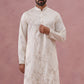 Men’s Silk Blend Embroidered Kurta (65KO 5391 White ) [FF] [B-1-1-2]