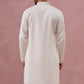 Men’s Silk Blend Embroidered Kurta (65KO 5391 White ) [FF] [B-1-1-2]
