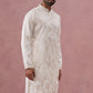 Men’s Silk Blend Embroidered Kurta (65KO 5391 White ) [FF] [B-1-1-2]