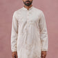 Men’s Silk Blend Embroidered Kurta (65KO 5391 White ) [FF] [B-1-1-2]