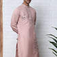 Men’s Silk Blend Embroidered Kurta ( 65KO 5392 Peach )