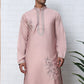 Men’s Silk Blend Embroidered Kurta ( 65KO 5392 Peach )
