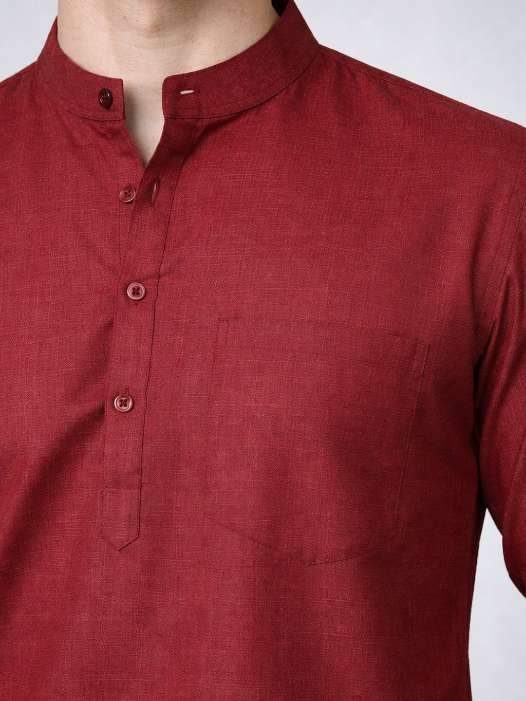 Men’s Casual Solid Short Kurta (65KO 5393 Maroon ) [FF] [P-16]
